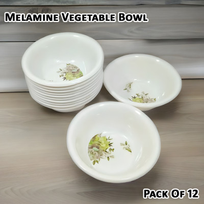 Inpro Melamine Vegetable Bowl Melamine Small Vegetable and Snacks Bowl -Serving Bowl-Dinner Bowl -Stylish Bowl(Pack of 12, White)
