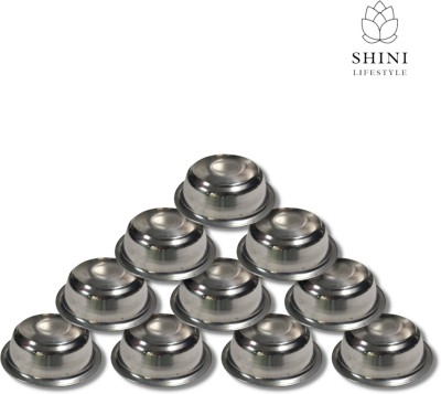 SHINI LIFESTYLE Stainless Steel Vegetable Bowl Stainless steel , steel bowl , Food-grade ,Easy to clean 14 cm katori(Pack of 10, Silver)