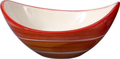 caffeine Ceramic Serving Bowl Handmade Orange Illusion(Pack of 1, Orange, White)