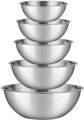 Masox Store Steel Ramekin Bowl Masox Store 5 Pack Nesting Baking Supplies for Cooking, Serving_5(Pack of 5, Silver)