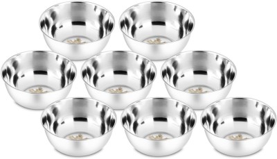 Classic Essentials Stainless Steel Vegetable Bowl Heavygauge& HighQuality Stainless Steel,With Permanent Laser design Maple setof8(Pack of 8, Silver)