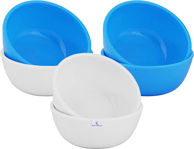 KUBER INDUSTRIES Plastic Serving Bowl(Pack of 6, White, Blue)