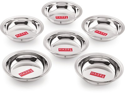 HAZEL Stainless Steel Dessert Bowl Snack Bowl Plate Set Small Dish Set of 6, 270 ML(Pack of 6, Silver)