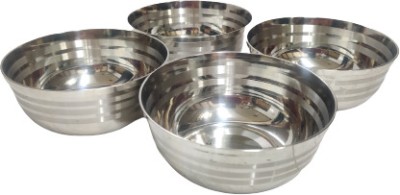 Dynore Stainless Steel Soup Bowl Stainless Steel Daal Bowl/ Curry Bowl/ Katori/ Wati/ Dessert Bowl(Pack of 4, Silver)