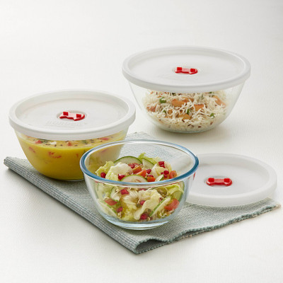 BOROSIL Borosilicate Glass Mixing Bowl IH22MBN6913EC(Pack of 3, Clear)