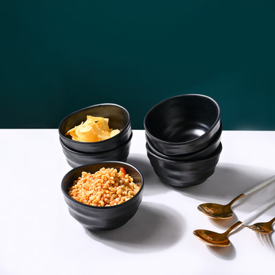 MARKET 99 Melamine Soup Bowl Set Of 2 Melamine Round Shape Spiral Soup Bowl(Pack of 6, Black)
