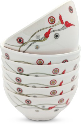 Superware Melamine Vegetable Bowl Food Grade | Soup Bowl Set (4 inches) – Flamingo Flower |Tableware,(Pack of 6, White)