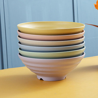 Takositio Plastic Salad Bowl Wheat Straw Bowl Deep Salad Bowl Japanese Noodle Udon Soup Bowls Microwave Safe(Pack of 6, Multicolor)