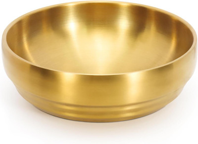 BHAJANSHREE Stainless Steel Salad Bowl Stainless steel Insulated Serving Ramen Bowl(Pack of 1, Gold)