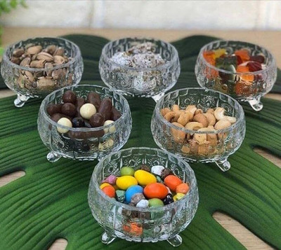 MultiZone Glass Serving Bowl Disposable(Pack of 6, Clear)