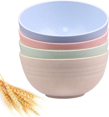 PRANIJ Plastic Serving Bowl Set of 4 Unbreakable Wheat Straw Fiber Cereal Bowls Disposable(Pack of 4, Multicolor)