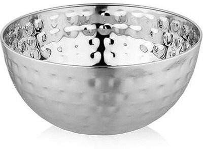PRATYADH Stainless Steel Decorative Bowl Hammered Stainless Steel Offering Bowl(Pack of 1, Silver)