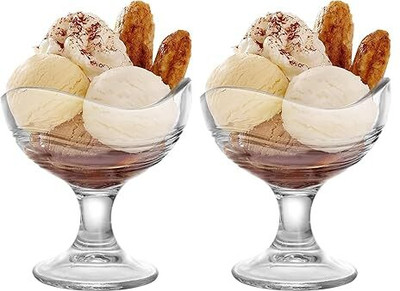 HOOLI Glass Dessert Bowl 150 ml(Pack of 2, Clear)