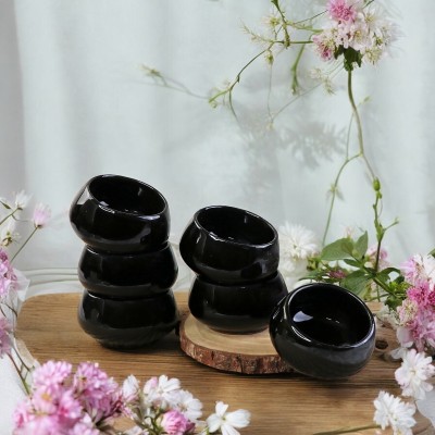 ASIDEA Ceramic Sauce Bowl Sauce Bowl Set(Pack of 6, Black)