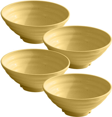 Takositio Plastic Salad Bowl Wheat Straw Bowl Deep Salad Bowl Japanese Noodle Udon Soup Bowls Microwave Safe(Pack of 4, Yellow)