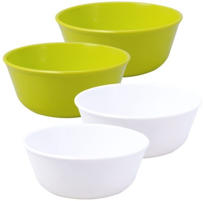 Wonder Plastic Mixing Bowl(Pack of 4, Green, White)