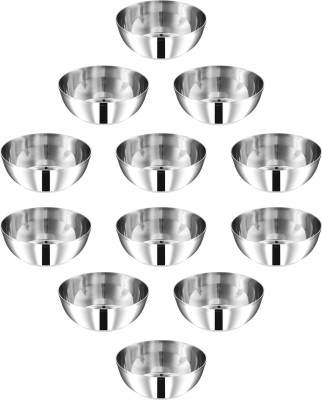 OSM Stainless Steel Soup Bowl Kitchen Bowl Vati, Bowl Set For Dinner, lunch, Serving Wati, Katori, 220 ML(Pack of 12, Silver)