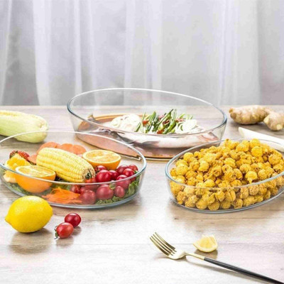 Armin Glass Mixing Bowl Butter Dish(Pack of 3, Clear)