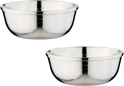 DOKCHAN Stainless Steel Serving Bowl Stainless Steel Laser Print Vegetable Bowl / Serving Bowl for Kitchen Disposable(Pack of 2, Steel)