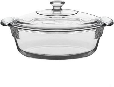 NAVPATH Glass Casserole Deep Round - (1.25 LTR) Cook and Serve Casserole(1250 ml)