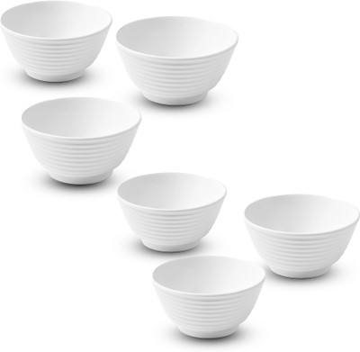 Ariya Melamine Soup Bowl Food Serving Bowl Family Pack of 6 for Serving Desserts & Soup-Microwave Safe(Pack of 6, White)