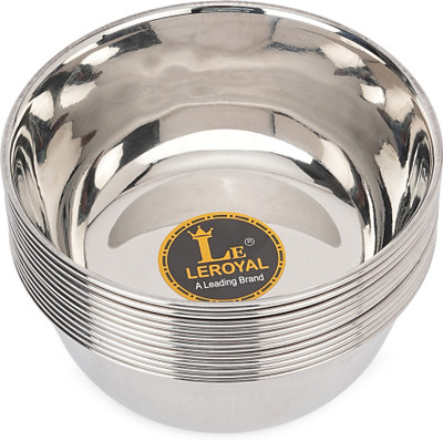 LEROYAL Stainless Steel Vegetable Bowl Food Grade Mirror finish Vegetable Bowl / set of 12 | Plain | Medium Size 4 inch(Pack of 12, Silver)