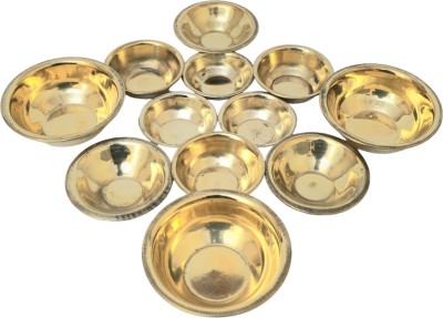 Divyanshimetals Brass Serving Bowl Brass bowl(Pack of 12, Yellow)