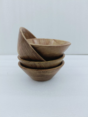 ALVI ENTERPRISES Wooden Serving Bowl Wooden Serving Bowl Set of 4 | 4x4 inch Acacia Wood(Pack of 4, Brown)