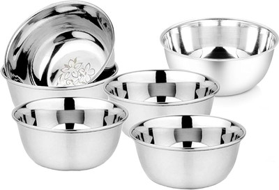 PanCraft Stainless Steel Serving Bowl Set of 6, 200ml Each – Heavy Gauge, Mirror Finish(Pack of 6, Silver)