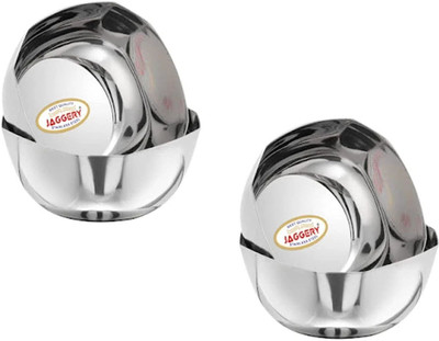 JAGGERY Stainless Steel Dessert Bowl Heavy Double Square Bowl/Wati/Mirror Finish Katori (capacity-260ml, Dia: 10 cm)(Pack of 4, Steel)