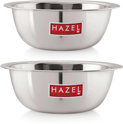 HAZEL Stainless Steel Mixing Bowl for Cake Batter Kitchen and Baking Accessories Items, 770 & 1100 ml(Pack of 2, Silver)