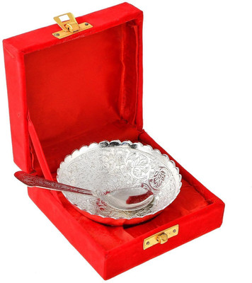 Tuesday Morning Aluminium Decorative Bowl German Silver Bowl And Spoon Silver Plated Bowl Decorative Bowl Diwali Gift(Pack of 2, Silver)