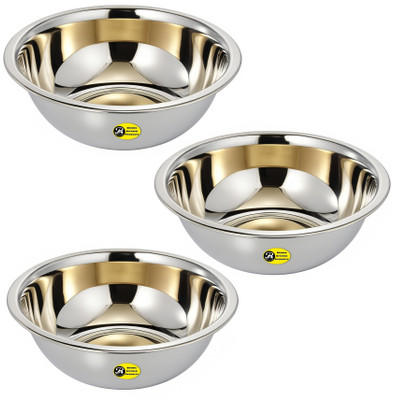 BRINDS Stainless Steel Mixing Bowl Stainless Steel Basin Bowl - Multi Purpose Bowl - 2 Litre (Set of 3)(Pack of 3, Silver)