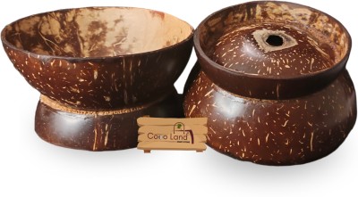 Coco Land Wooden Decorative Bowl Coconut Shell Planter Pot LARGE SIZE Pack of 2(10-12 CM Diameter) 250 ml Disposable(Pack of 2, Brown)