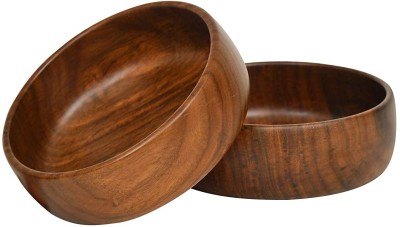 WoodCart Wooden Soup Bowl Serving Bowls for Snacks Soup Wooden Bowl Brown Colour, Bowls for Snacks Disposable(Pack of 2, Brown)