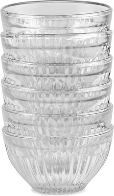 Glassic Glass Candy Bowl serving fruits, candy, Chocolate, Dry-fruits, Deserts, Ice cream, Sweets Disposable(Pack of 6, Clear)