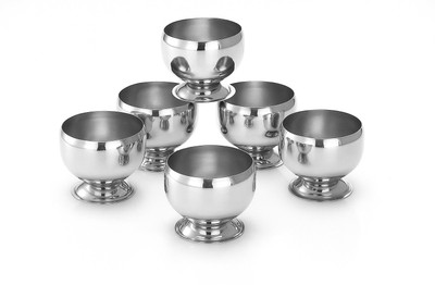 Dynore Stainless Steel Dessert Bowl Stainless Steel 6 Pcs Apple Shape Ice Cream Cups(Pack of 6, Silver)