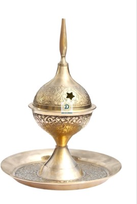 DECKORISH Brass Decorative Bowl Antique Handcrafted Brass Golden Bakhoordan/ Dhuni/Lobandan 22 cm(Pack of 1, Gold)