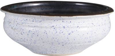 caffeine Ceramic Serving Bowl Handmade White Studio(Pack of 1, White, Brown)