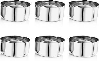 Ammantran Stainless Steel Soup Bowl Flower Wati(Pack of 6, Silver)