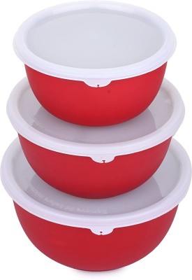 WORLD OF KITCHENCRAFT Stainless Steel Serving Bowl(Pack of 3, Red)
