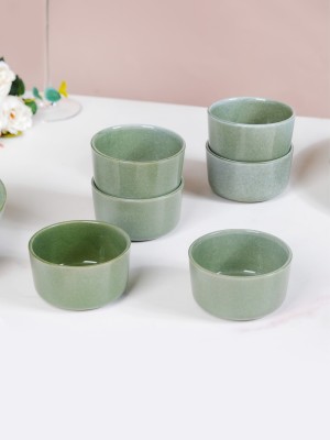 Nestasia Ceramic Sauce Bowl Ceramic Small Sauce Bowl(Pack of 6, Green)