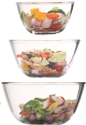 Smartserve Glass Mixing Bowl Mixing Bowl(Pack of 3, Clear)