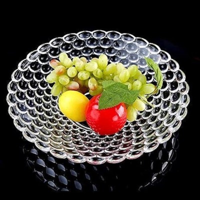 VM PARTNER Glass Decorative Bowl Fruit Bowl for Dining Table, serving Bowl for Home Glass Fruit & Vegetable Basket(Clear)