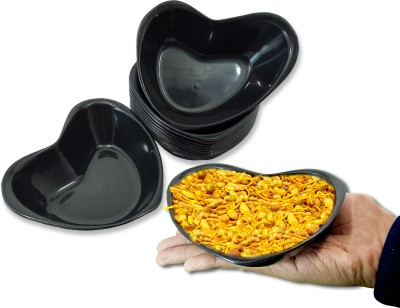 Inpro Plastic Serving Bowl Stylish Designer Shape Plastic Bowls in 12 Black Color for Snacks-Serving Bowl(Pack of 12, Black)