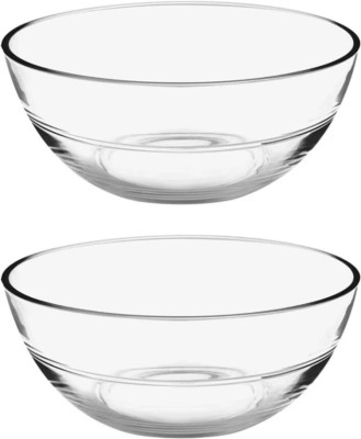 RKPL Borosilicate Glass Mixing Bowl Disposable Borosilicate Glass Serving Bowl , Microwave Oven Safe(2300 ml) Disposable(Pack of 2, Clear)