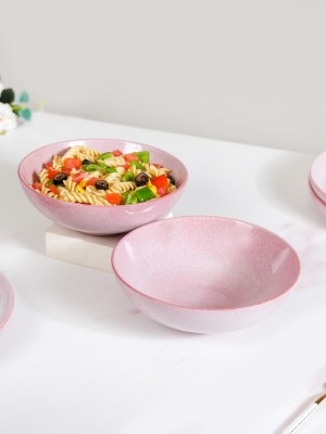 Nestasia Ceramic Serving Bowl Sera Ceramic Large Serving Bowl Set(Pack of 2, Pink)