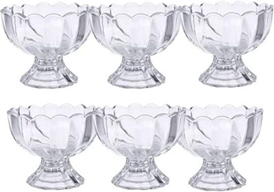 Kanha Plastic Dessert Bowl Unbreakable Ice Cream Bowl/Pudding/Fruit with Unique Design 120 ML(Pack of 6, Clear)