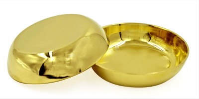 RBHMC BRONZE MASTER Brass Dessert Bowl Pure Lead-Free Brass Halwa Plate Pudding Snacks Plate Dessert Bowls for Kitchen(Pack of 2, Gold)