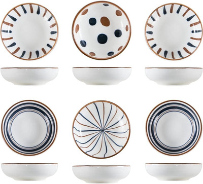 olwick Ceramic Sauce Bowl Household Small Ceramic Bowl Set | Creative Tableware Dipping Bowls Disposable(Pack of 6, Multicolor)